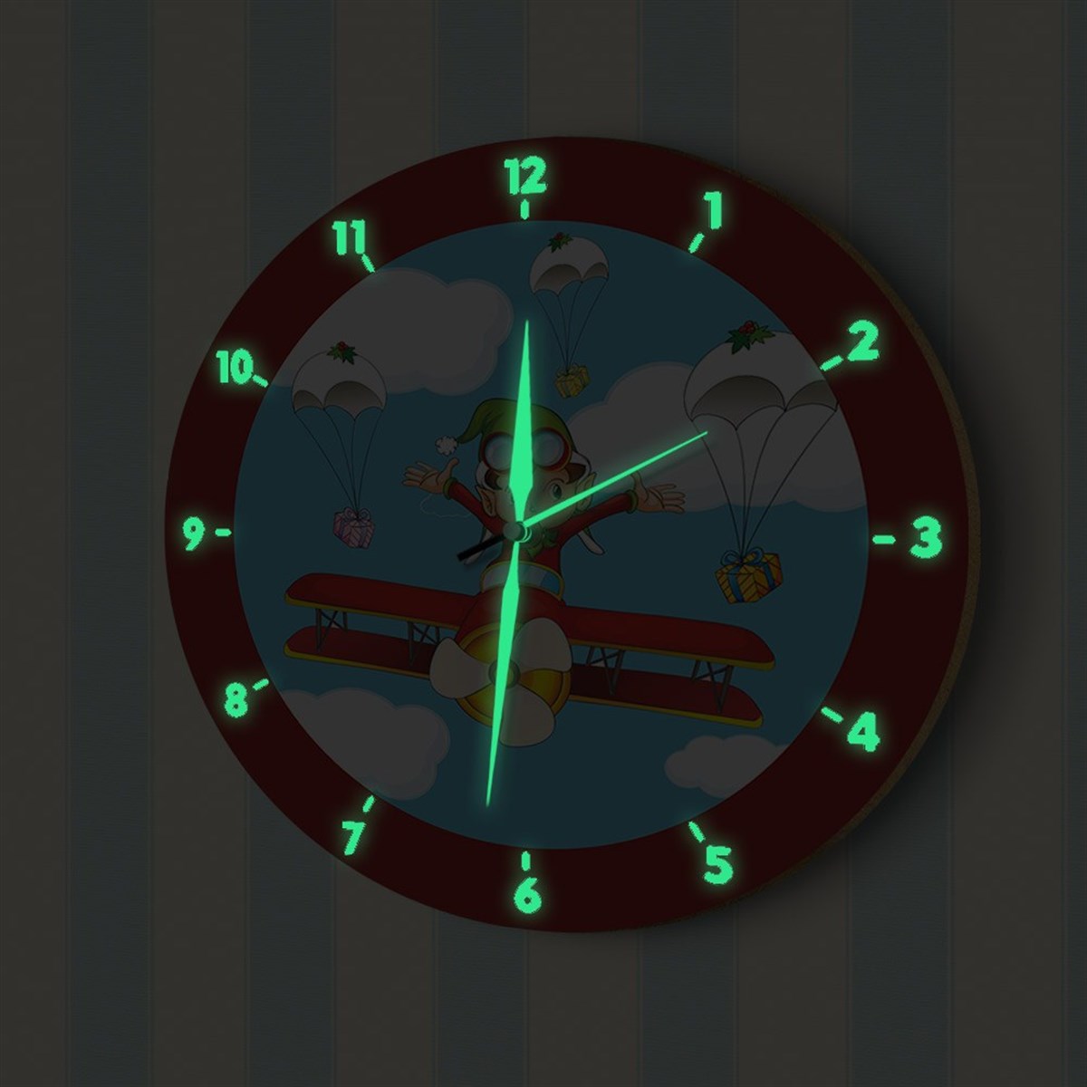 DekorLoft Çılgın Pilot Fosforlu Çocuk Odası Duvar Saati YFS-1444