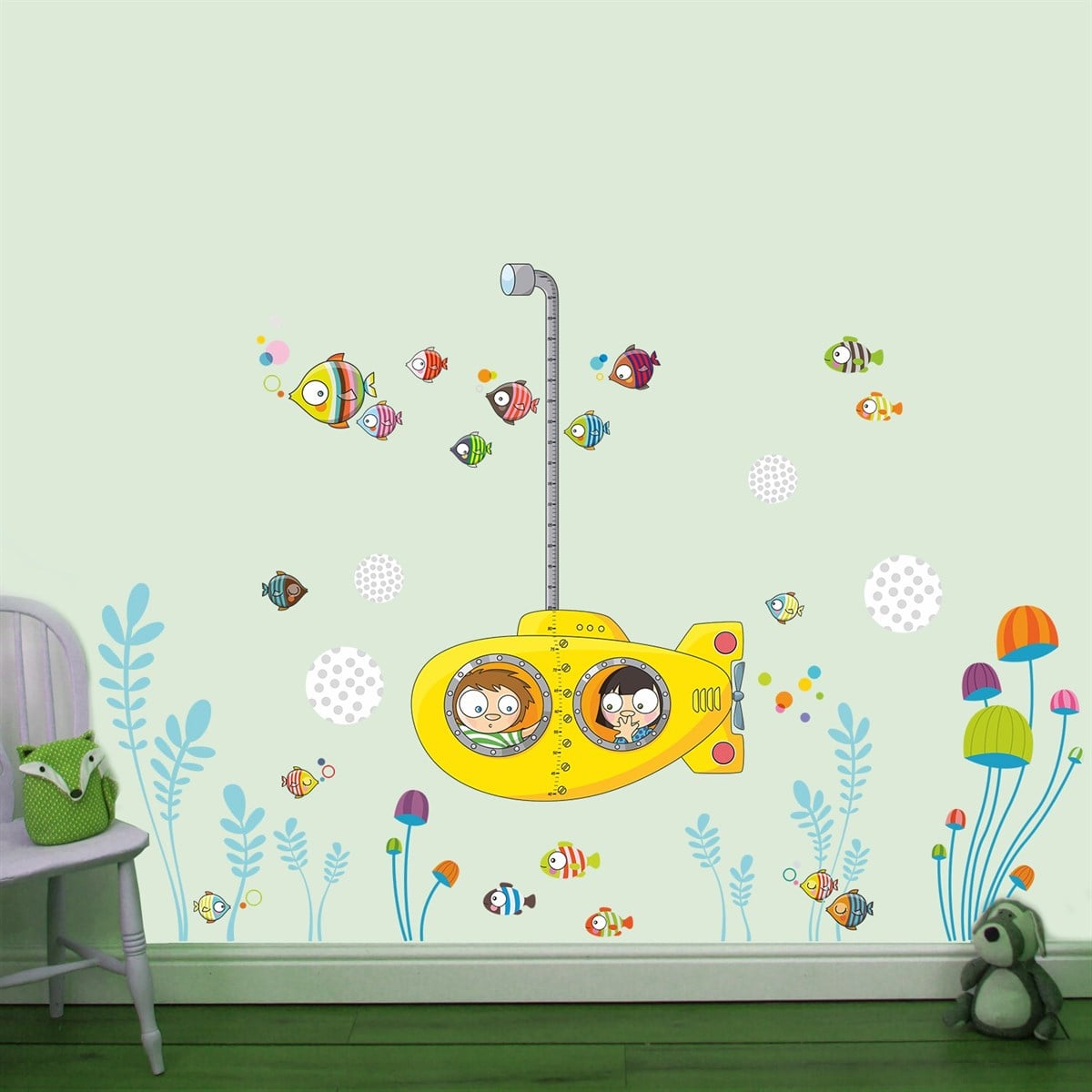 DekorLoft Deniz Altı Boy Ölçer Set Sticker DBC57