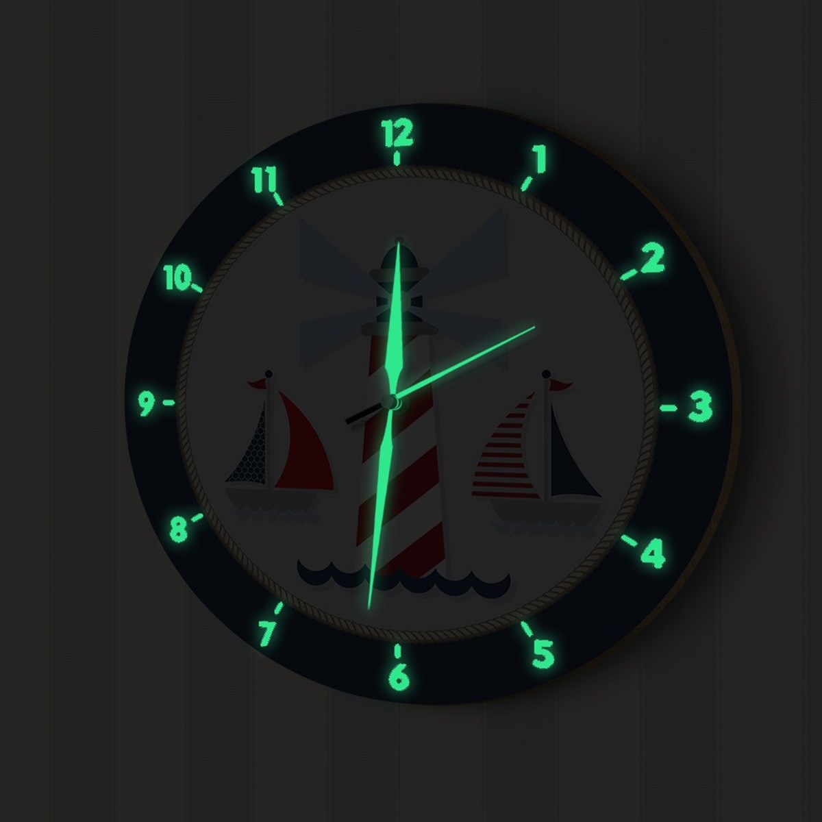DekorLoft Denizci Fosforlu Çocuk Odası Duvar Saati YFS-1432