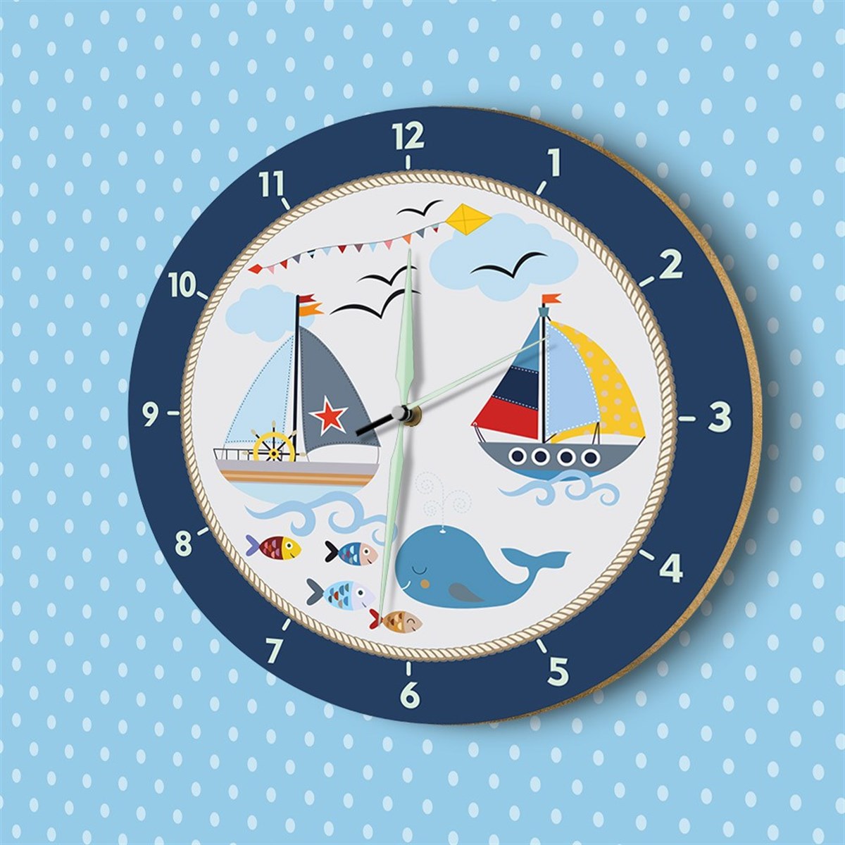 DekorLoft Denizci Fosforlu Çocuk Odası Duvar Saati YFS-1434