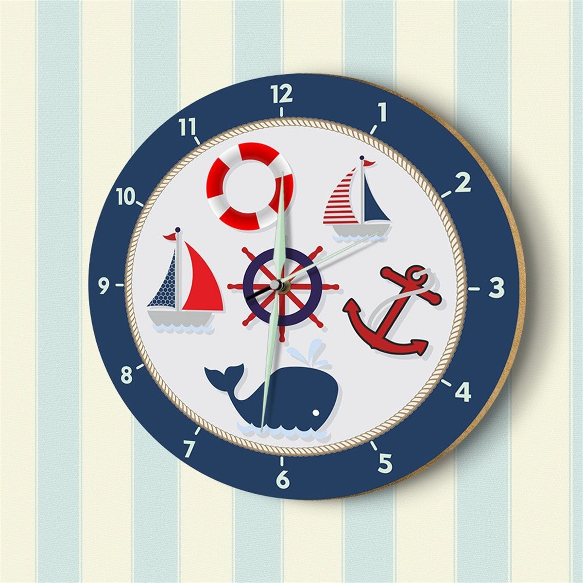 DekorLoft Denizci Fosforlu Çocuk Odası Duvar Saati YFS-1431