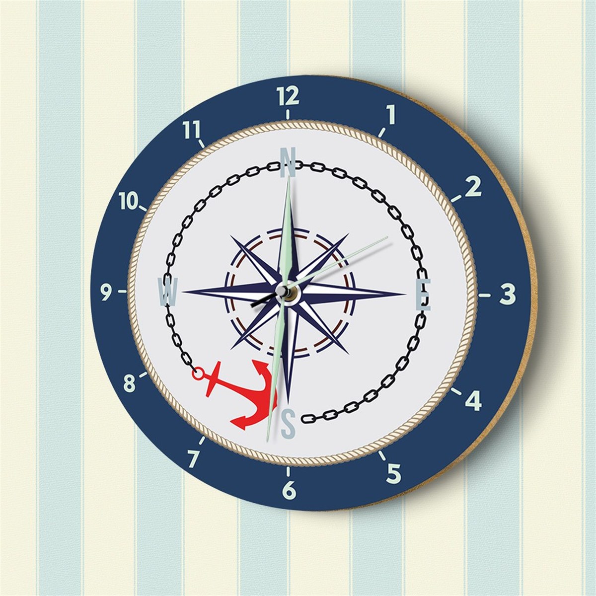 DekorLoft Denizci Fosforlu Çocuk Odası Duvar Saati YFS-1433