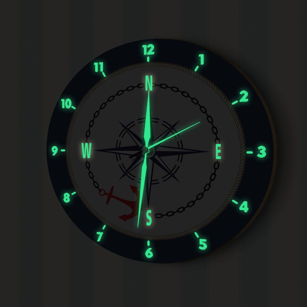 DekorLoft Denizci Fosforlu Çocuk Odası Duvar Saati YFS-1433