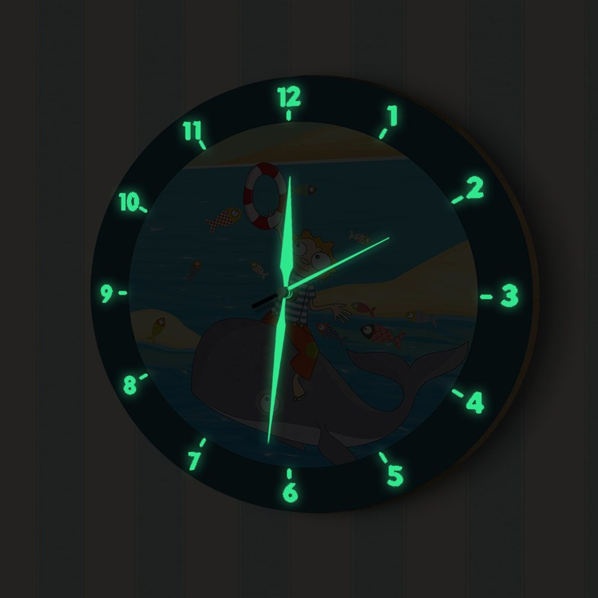 DekorLoft Fosforlu Çocuk Odası Duvar Saati YFS-1428