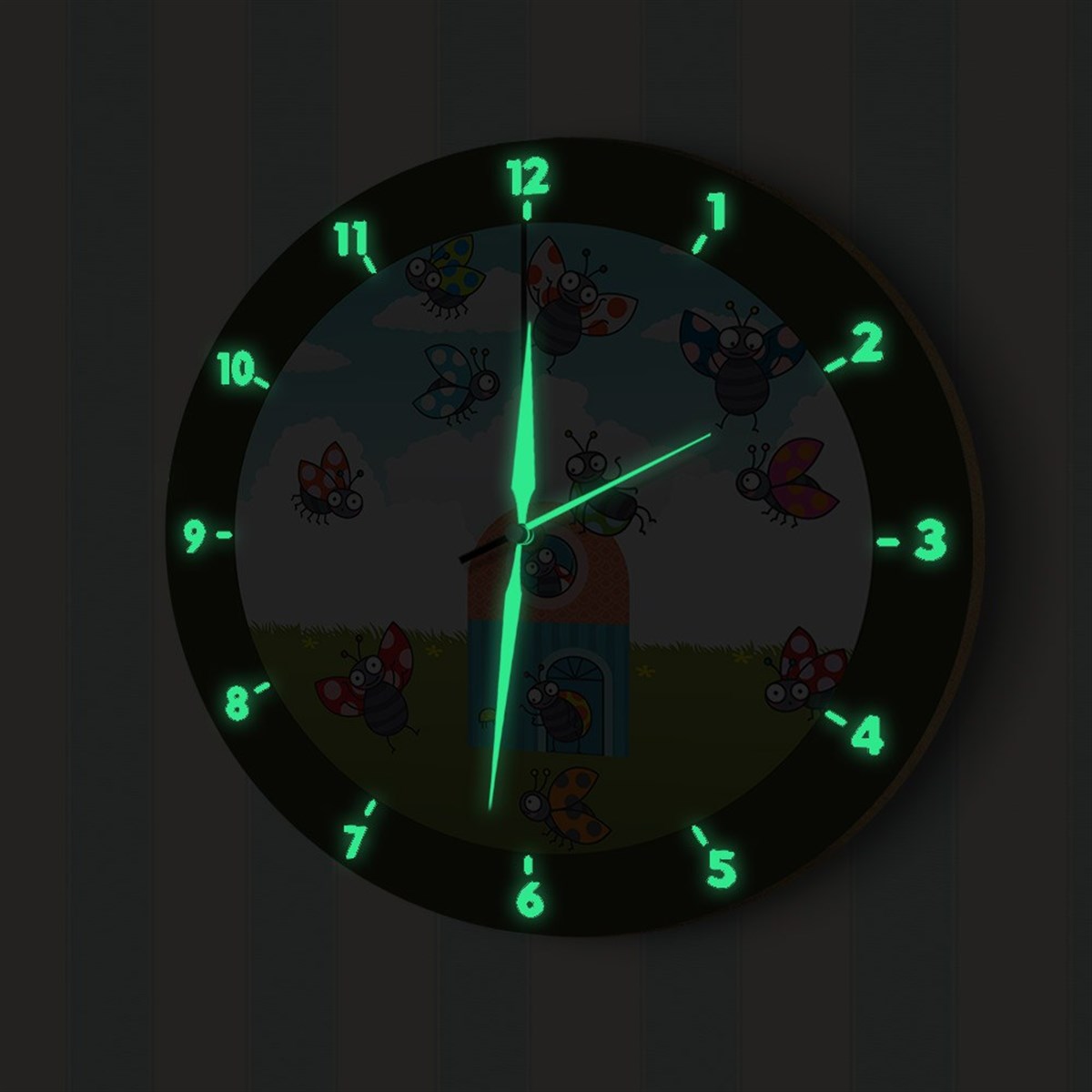 DekorLoft Fosforlu Çocuk Odası Duvar Saati YFS-1415