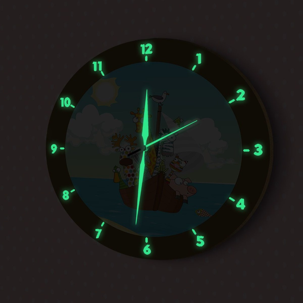 DekorLoft Fosforlu Çocuk Odası Duvar Saati YFS-1429