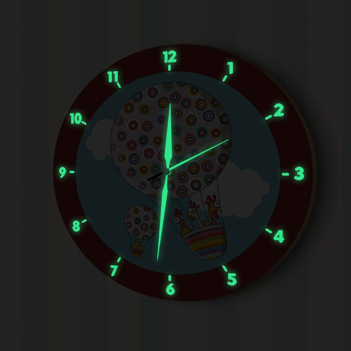 DekorLoft Fosforlu Çocuk Odası Duvar Saati YFS-1422