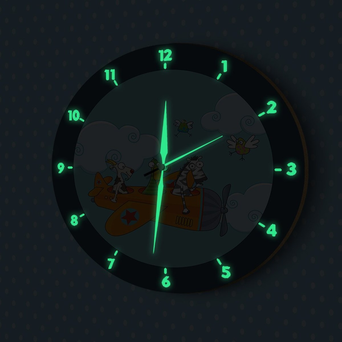 DekorLoft Fosforlu Çocuk Odası Duvar Saati YFS-1424