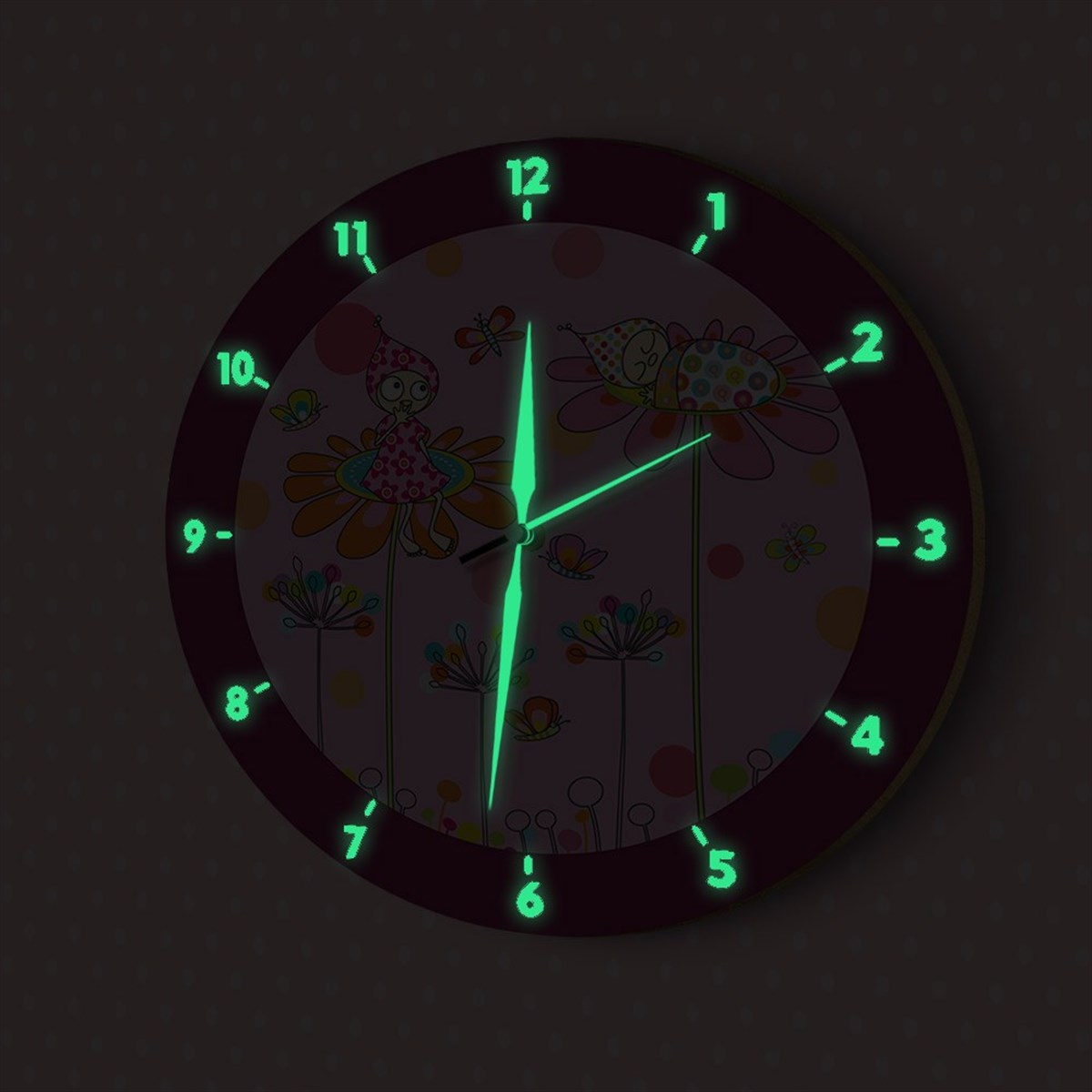 DekorLoft Fosforlu Çocuk Odası Duvar Saati YFS-1426