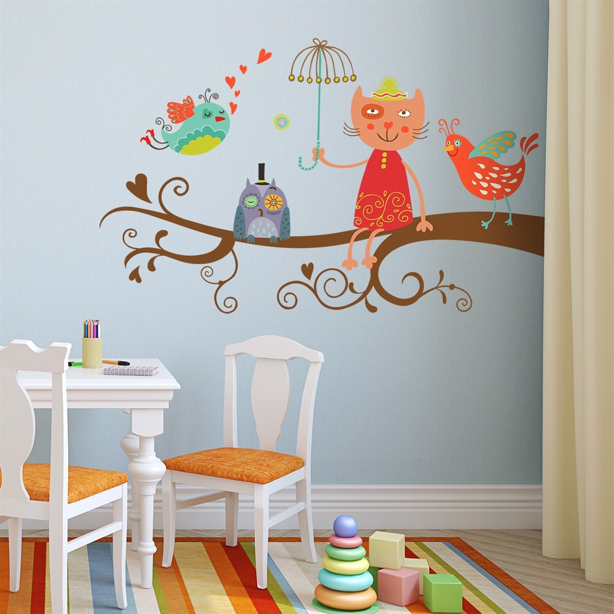 DekorLoft Kırçıl Baykuş ve Arkadaşları Çocuk Odası Duvar Sticker CS-353