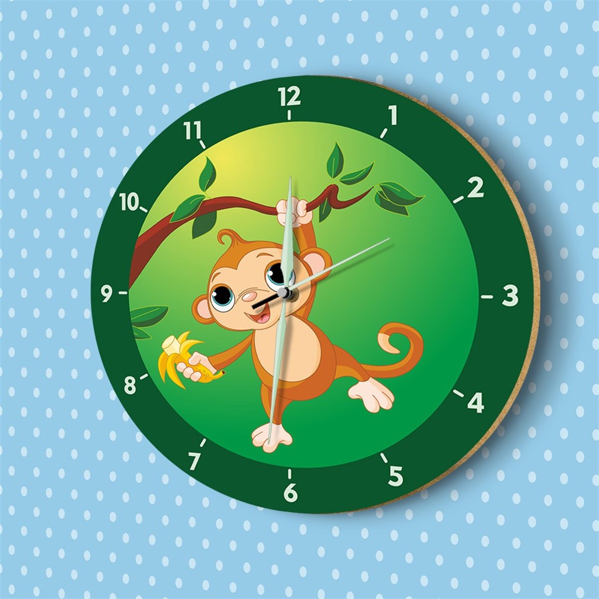 DekorLoft Maymun Fosforlu Çocuk Odası Duvar Saati YFS-1442