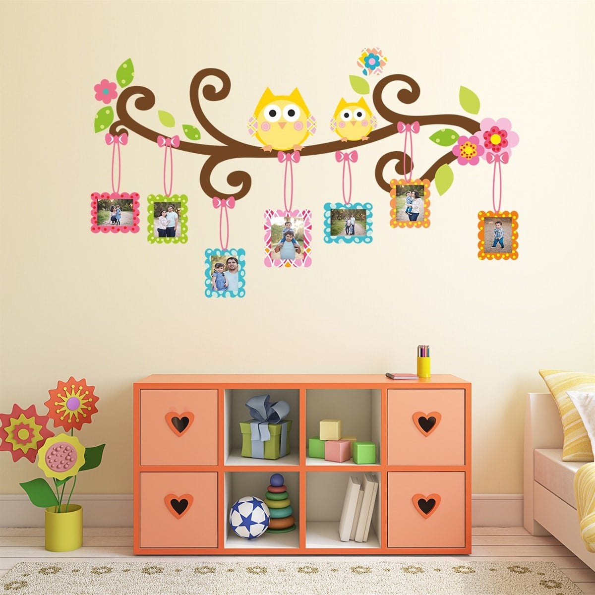 DekorLoft Neşeli Baykuşlar Fotoğraf Albümü Çocuk Odası Duvar Sticker Set CS-345