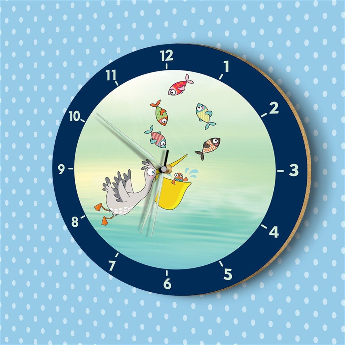 DekorLoft Pelikan Fosforlu Çocuk Odası Duvar Saati YFS-1453
