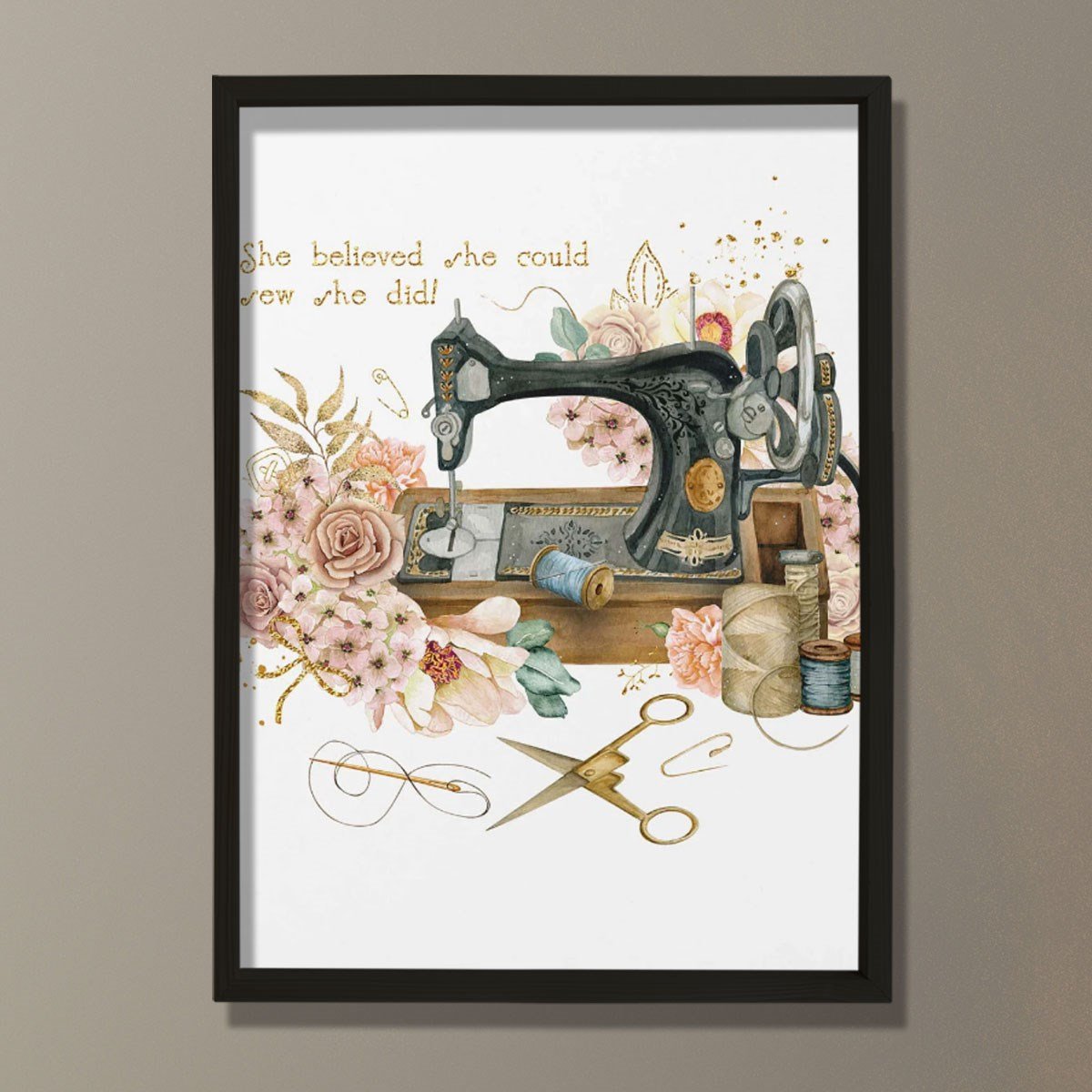 Dikiş Makinesi Sanatı, Eski Çiçeklerin Dikilmesi, Terzi Hediyesi, Dikiş Odası Dekoru