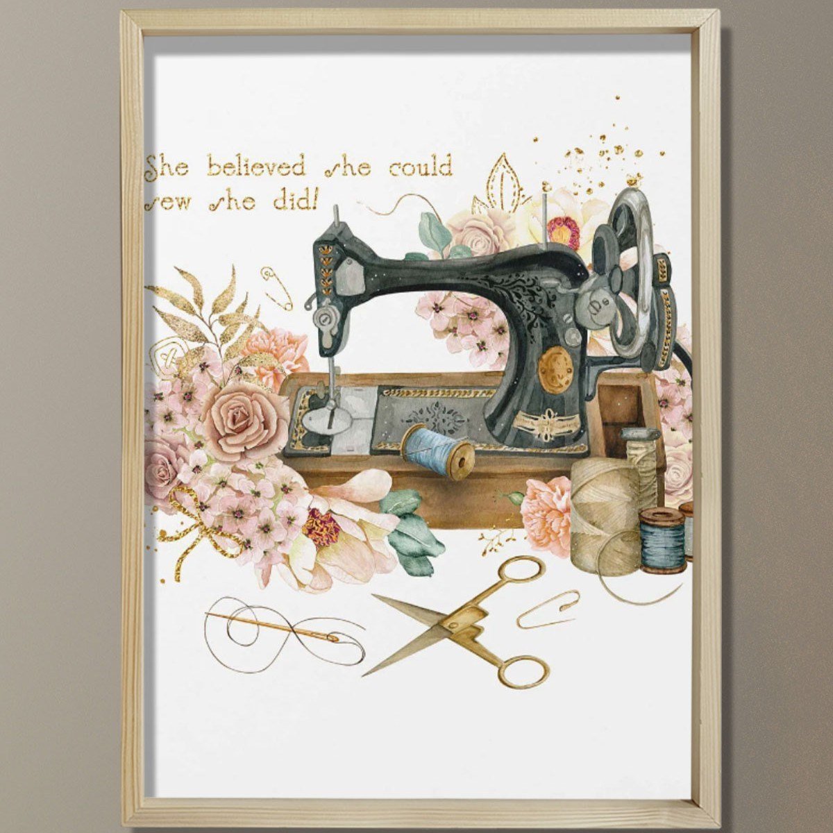 Dikiş Makinesi Sanatı, Eski Çiçeklerin Dikilmesi, Terzi Hediyesi, Dikiş Odası Dekoru