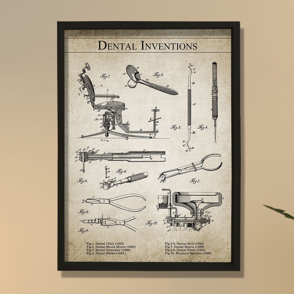 Diş Doktoru Odası, Diş Ekipmanları 1892- 1906 Yılları Arası 8 Patent Baskılı Ahşap Tablo