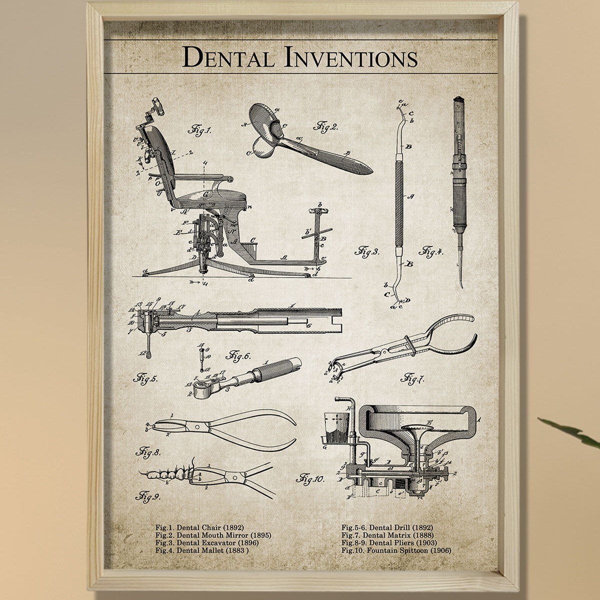 Diş Doktoru Odası, Diş Ekipmanları 1892- 1906 Yılları Arası 8 Patent Baskılı Ahşap Tablo