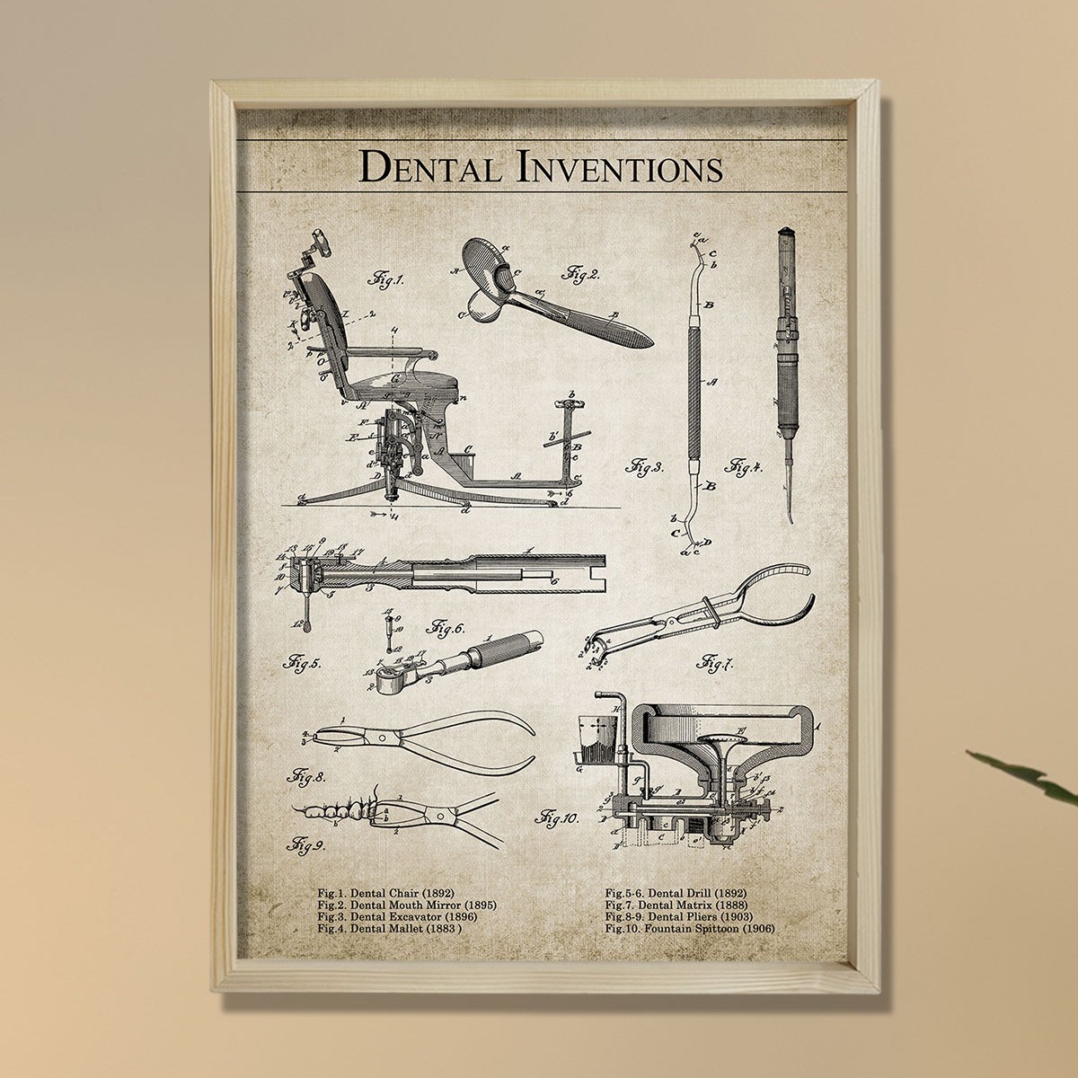 Diş Doktoru Odası, Diş Ekipmanları 1892- 1906 Yılları Arası 8 Patent Baskılı Ahşap Tablo