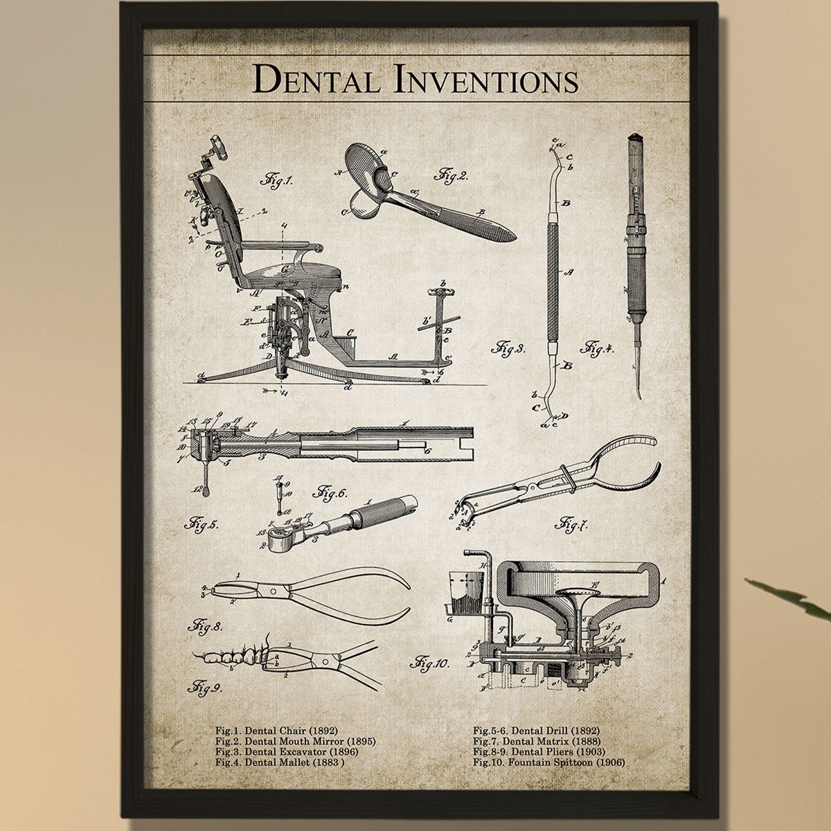 Diş Doktoru Odası, Diş Ekipmanları 1892- 1906 Yılları Arası 8 Patent Baskılı Ahşap Tablo