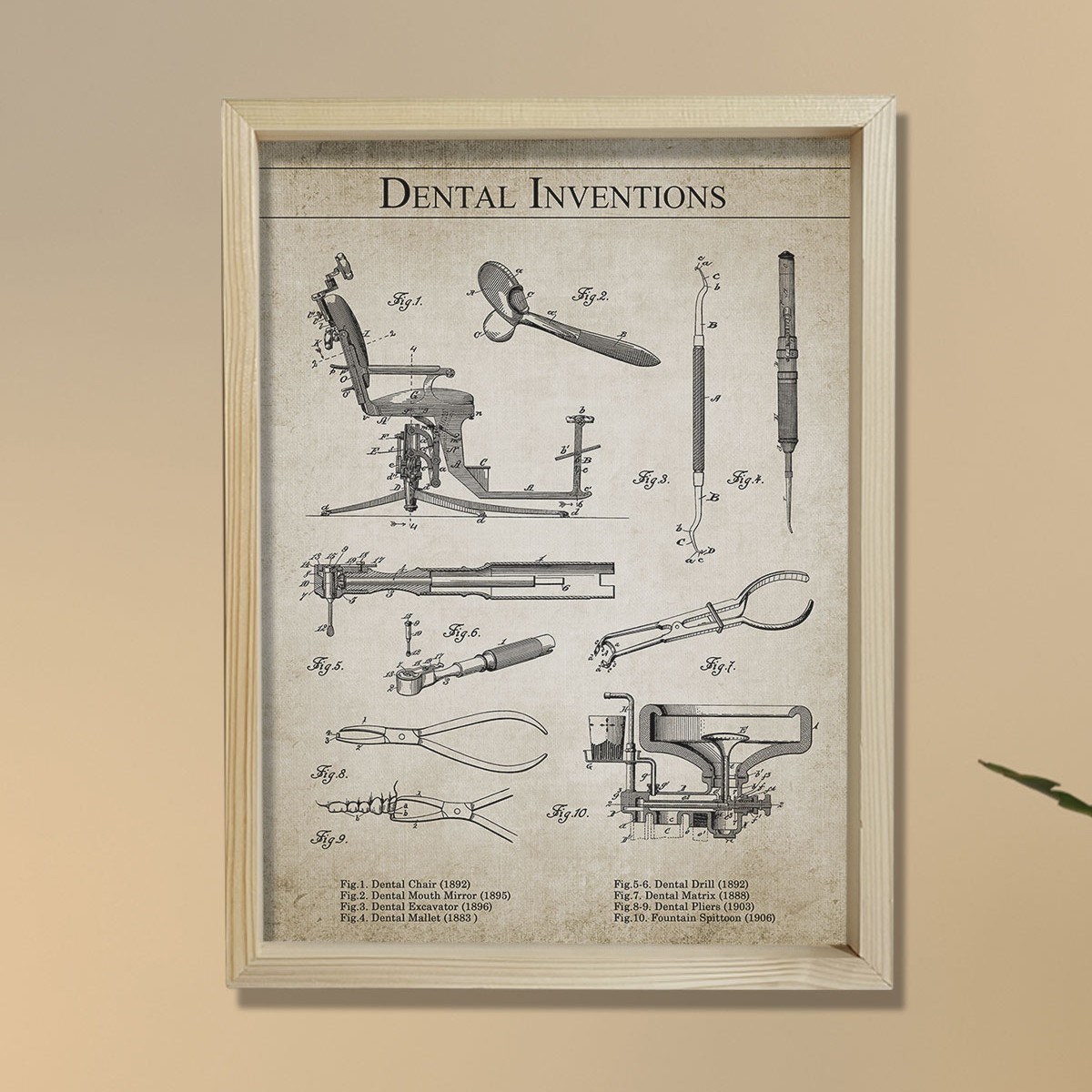 Diş Doktoru Odası, Diş Ekipmanları 1892- 1906 Yılları Arası 8 Patent Baskılı Ahşap Tablo