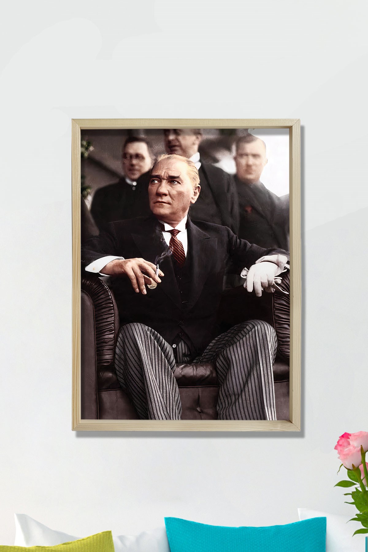 Doğal Çam Ağacı Çerçeveli Atatürk Tablo