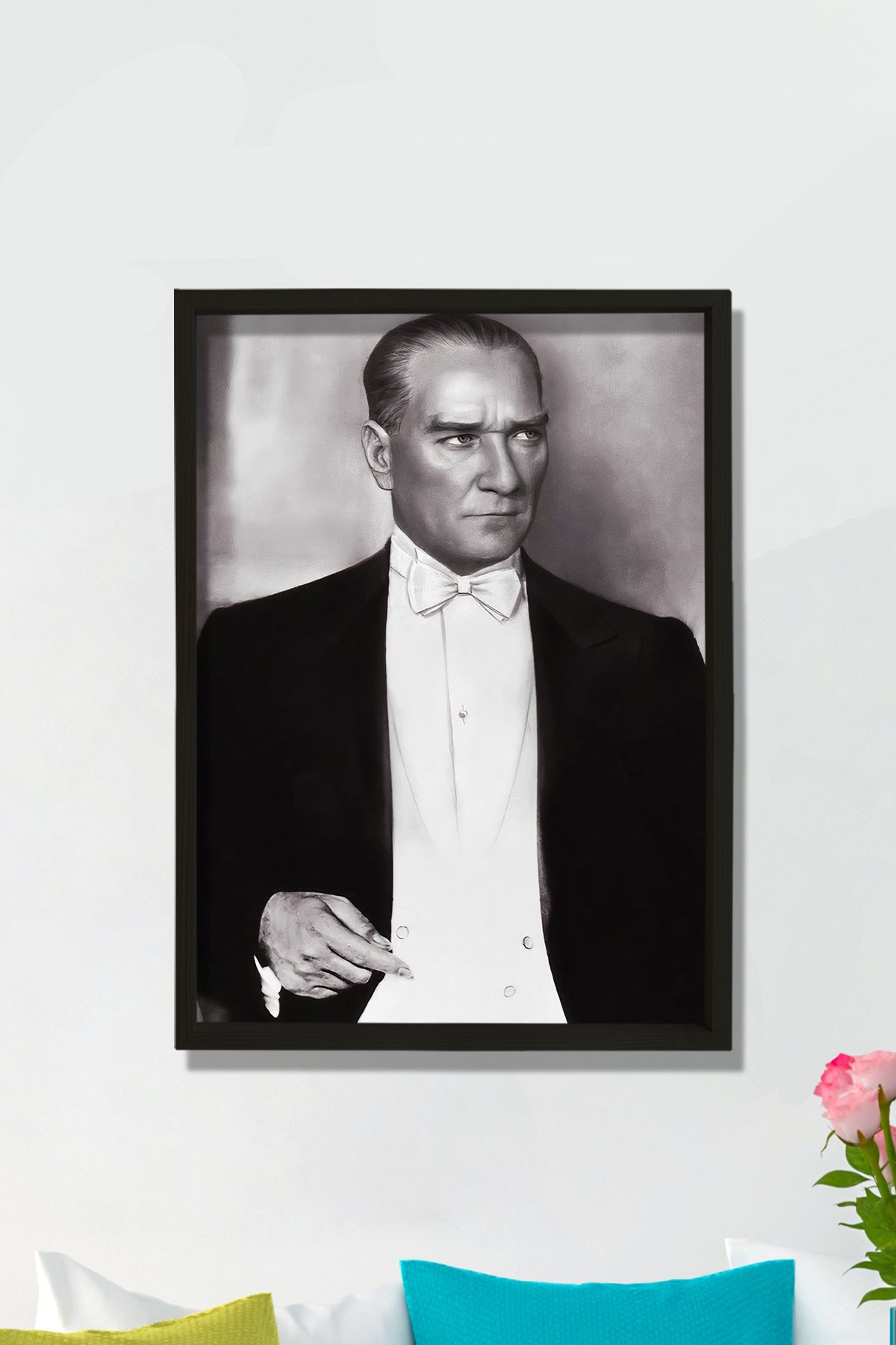 Doğal Çam Ağacı Çerçeveli Atatürk Tablo