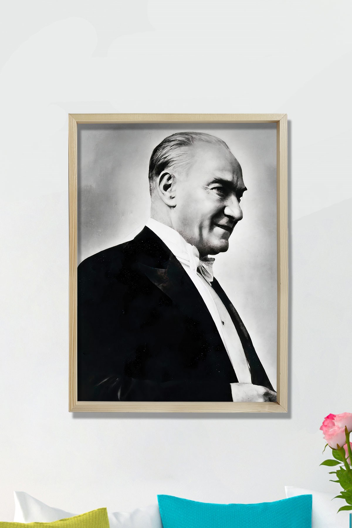 Doğal Çam Ağacı Çerçeveli Atatürk Tablo