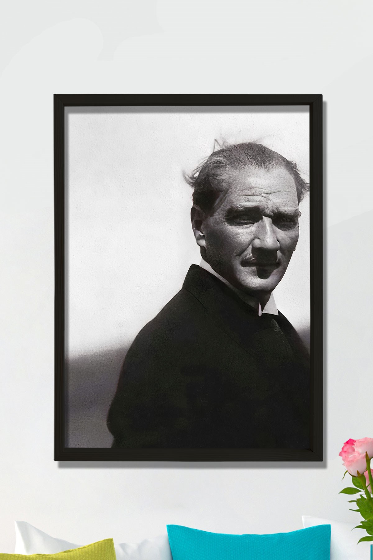 Doğal Çam Ağacı Çerçeveli Atatürk Tablo