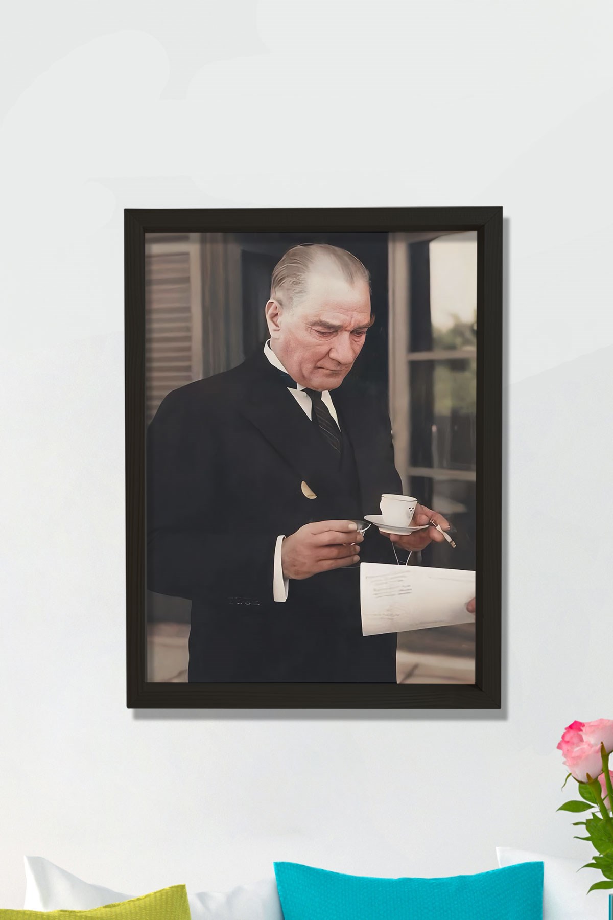 Doğal Çam Ağacı Çerçeveli Atatürk Tablo