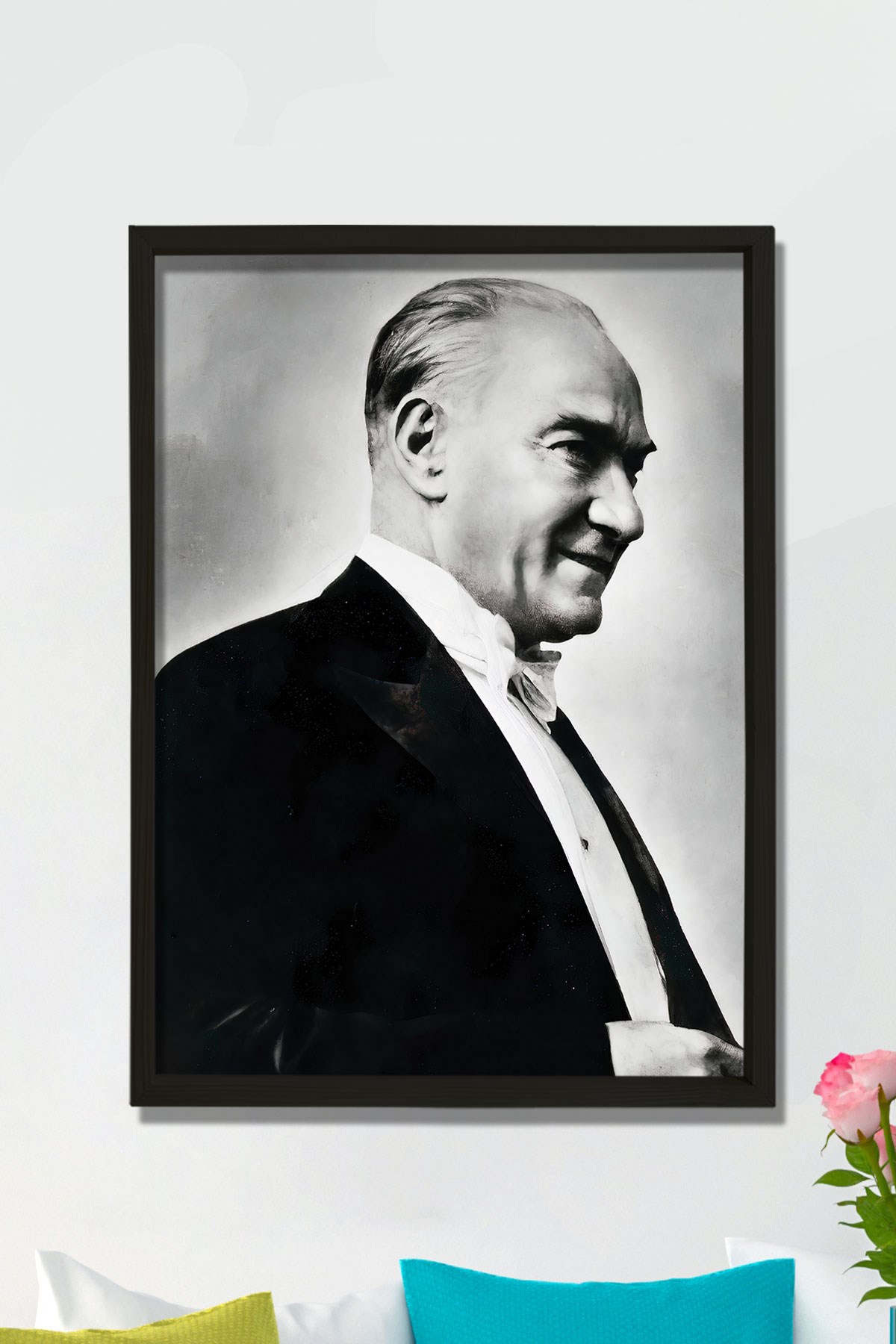 Doğal Çam Ağacı Çerçeveli Atatürk Tablo