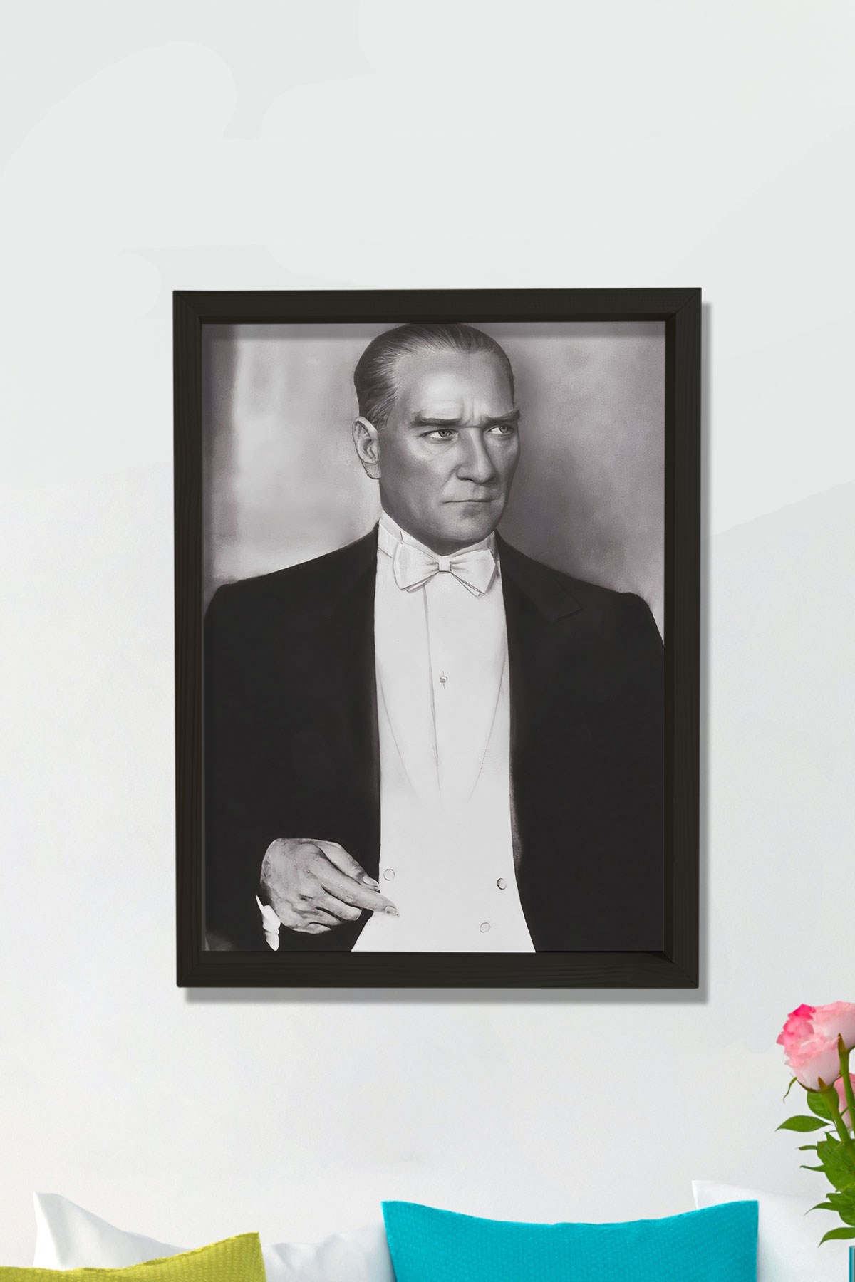 Doğal Çam Ağacı Çerçeveli Atatürk Tablo