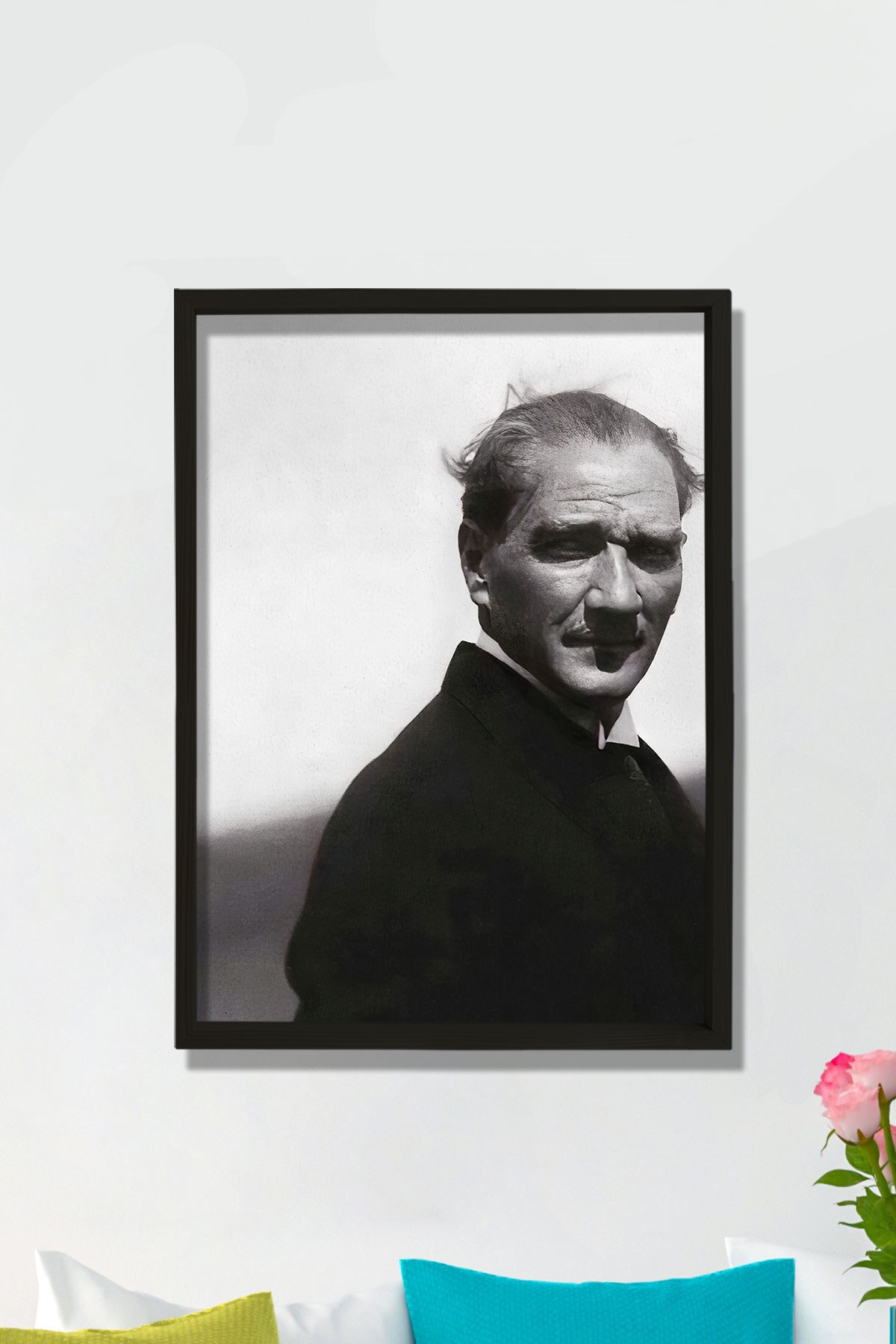Doğal Çam Ağacı Çerçeveli Atatürk Tablo