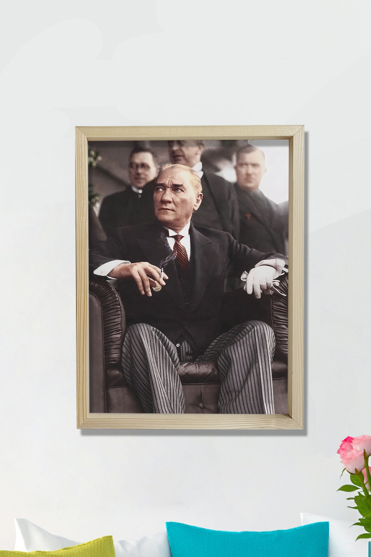 Doğal Çam Ağacı Çerçeveli Atatürk Tablo