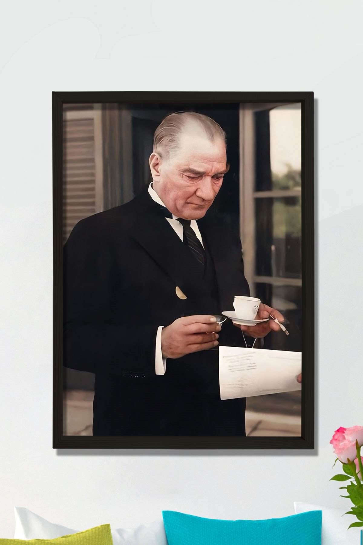 Doğal Çam Ağacı Çerçeveli Atatürk Tablo