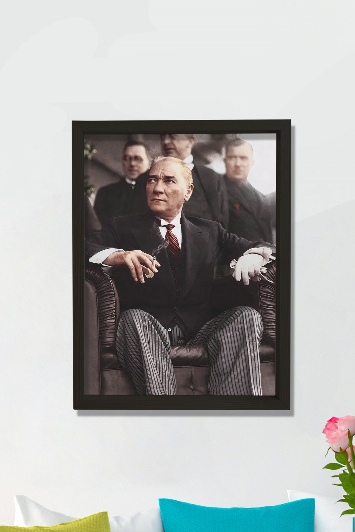 Doğal Çam Ağacı Çerçeveli Atatürk Tablo