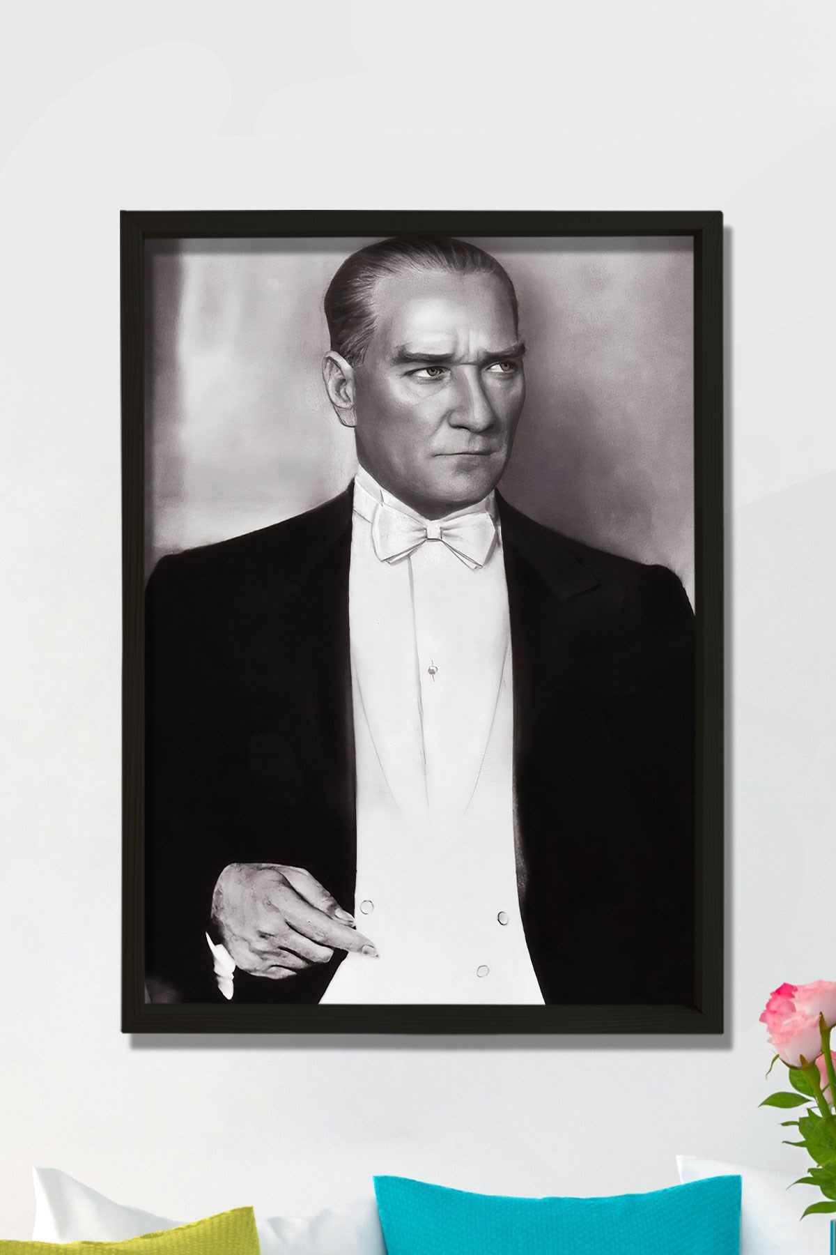 Doğal Çam Ağacı Çerçeveli Atatürk Tablo