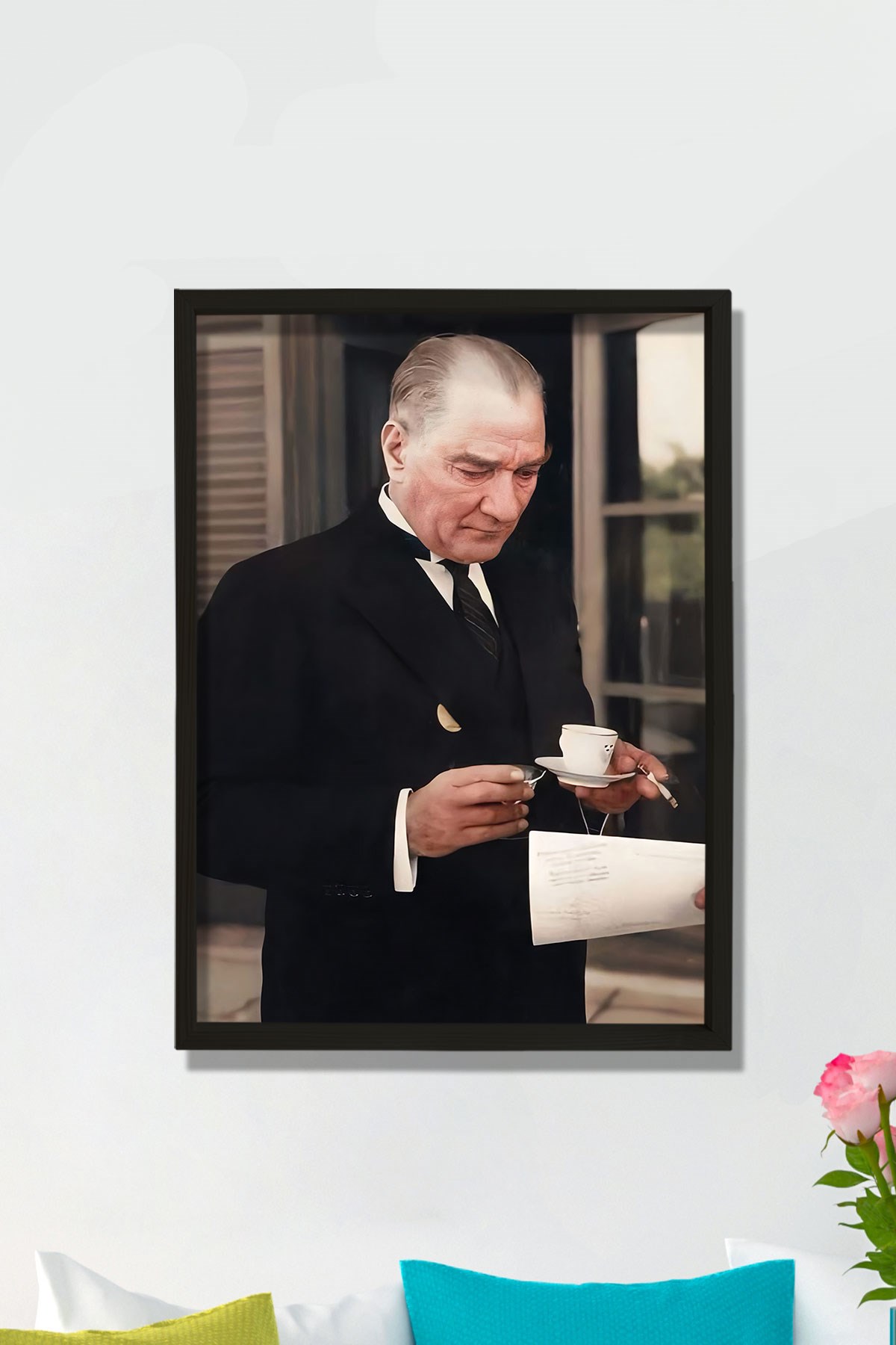 Doğal Çam Ağacı Çerçeveli Atatürk Tablo