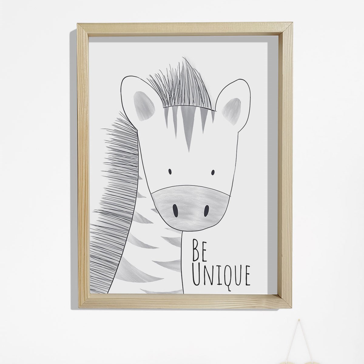 Doğal Çam Çerçeveli Bebek ve Çocuk Odası Duvar Tablosu Eşsiz Ol - Zürafa