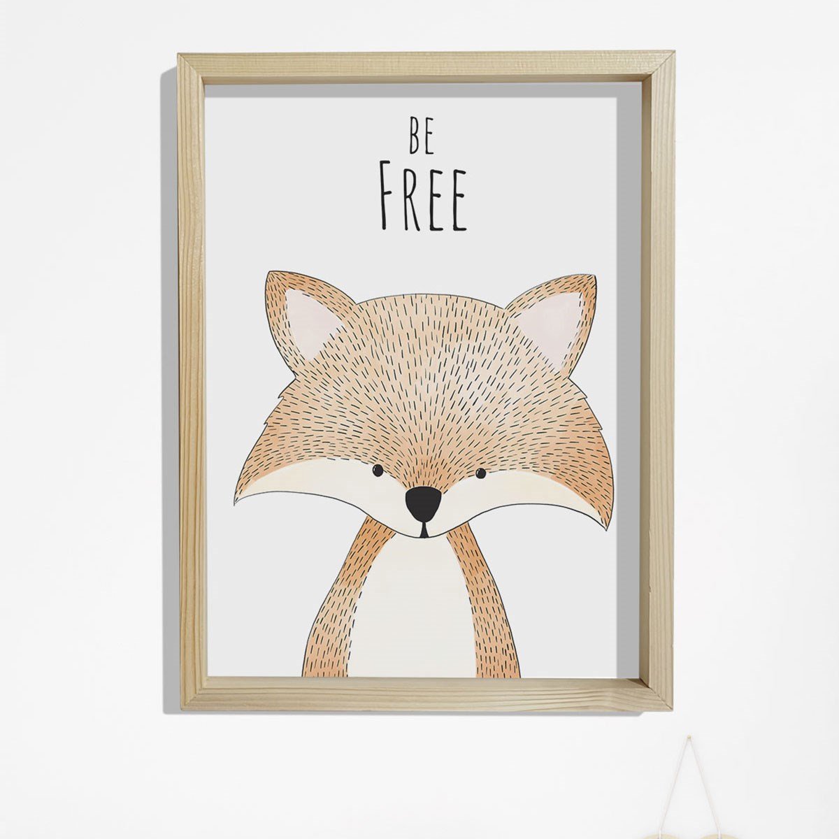 Doğal Çam Çerçeveli Bebek ve Çocuk Odası Duvar Tablosu Özgür Ol - Tilki