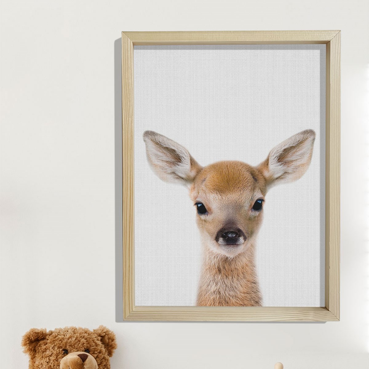 Doğal Çam Çerçeveli Bebek ve Çocuk Odası Duvar Tablosu Ceylan