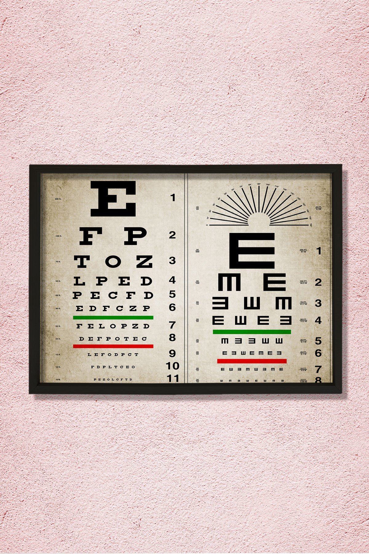 Doğal Çam Çerçeveli Doktor Odası Duvar Tablosu Antik Optometrist