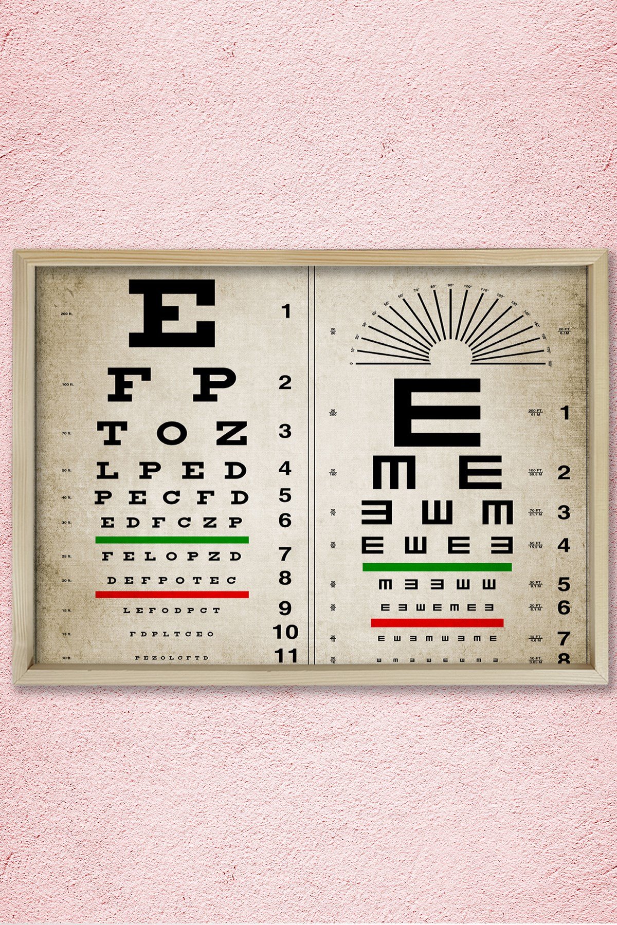 Doğal Çam Çerçeveli Doktor Odası Duvar Tablosu Antik Optometrist