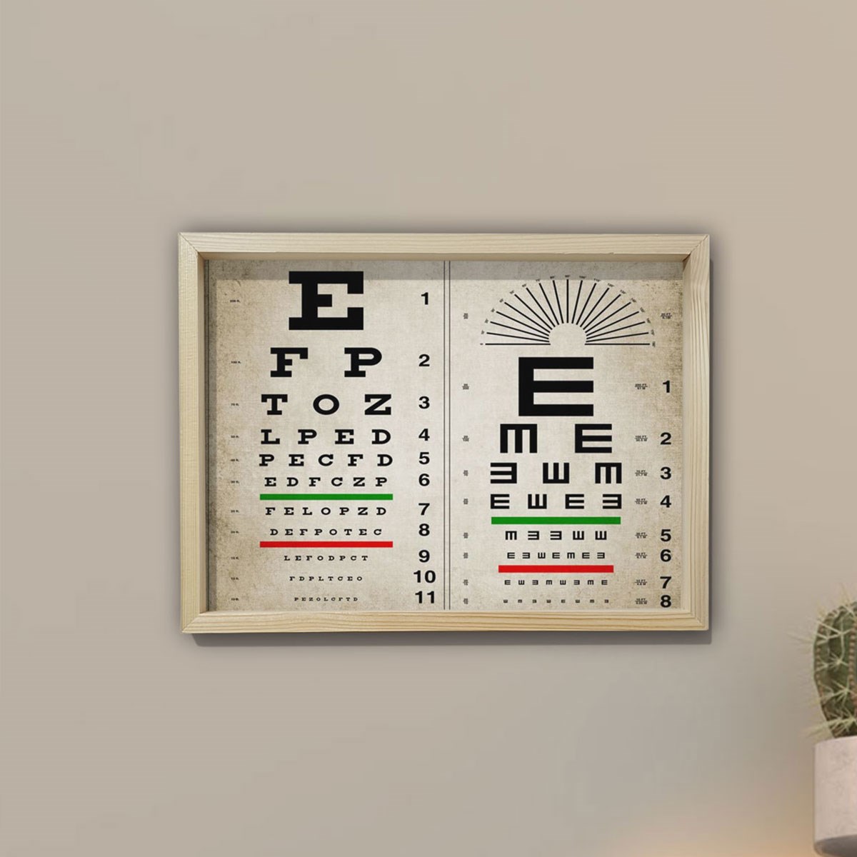 Doğal Çam Çerçeveli Doktor Odası Duvar Tablosu Antik Optometrist