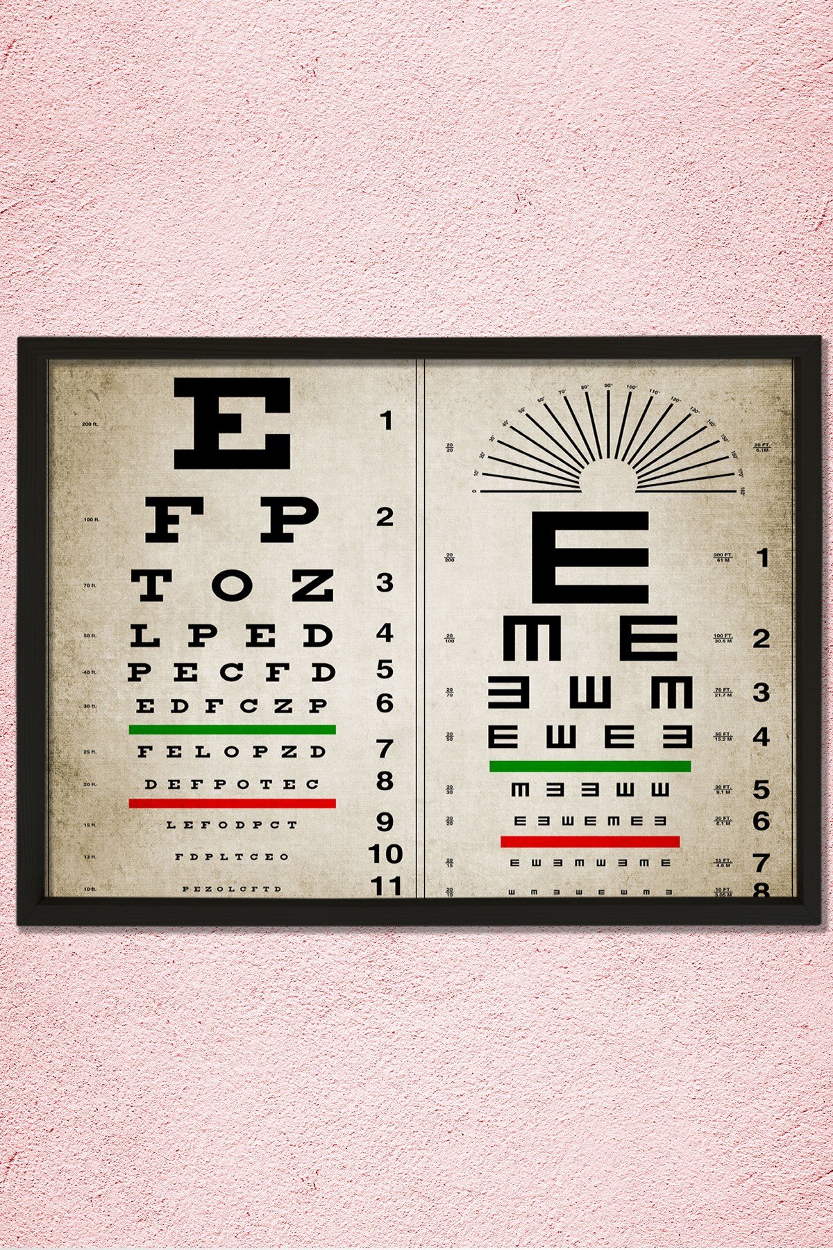 Doğal Çam Çerçeveli Doktor Odası Duvar Tablosu Antik Optometrist