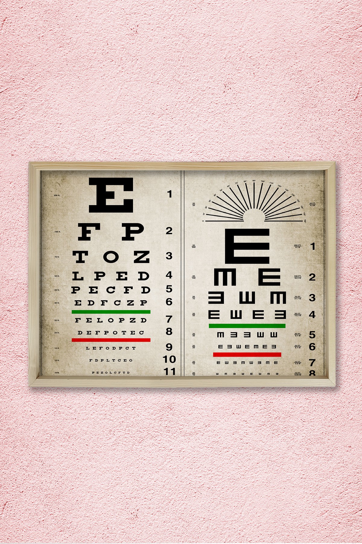 Doğal Çam Çerçeveli Doktor Odası Duvar Tablosu Antik Optometrist