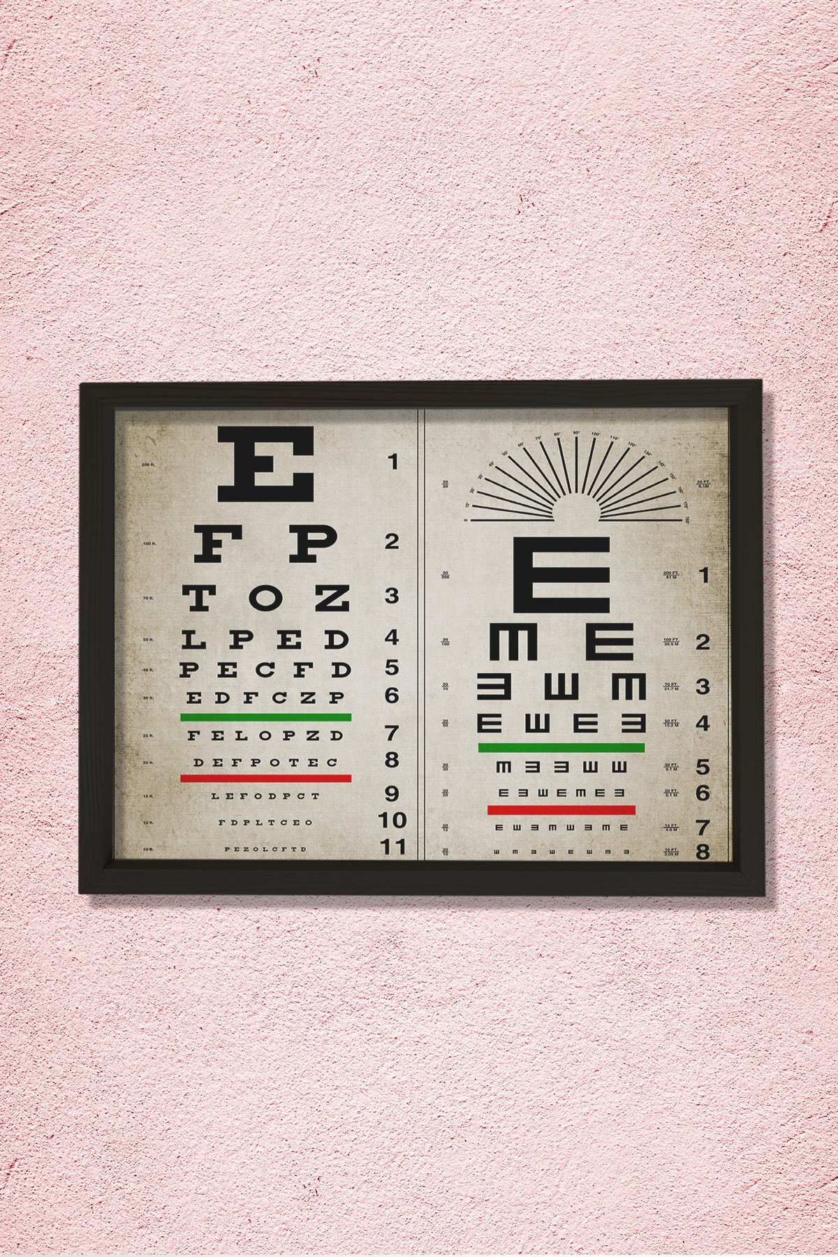 Doğal Çam Çerçeveli Doktor Odası Duvar Tablosu Antik Optometrist