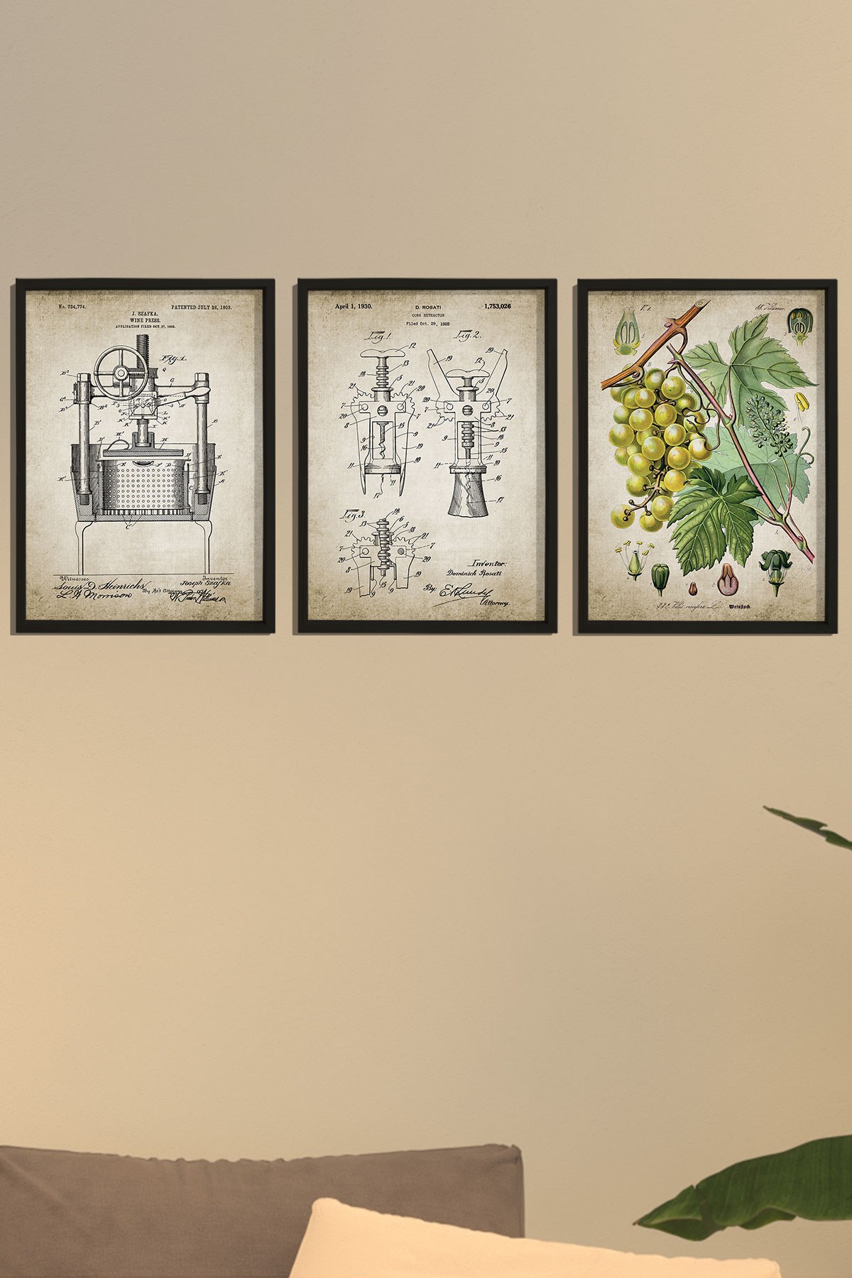 Doğal Çam Çerçeveli Duvar Tablosu Antik Şarap Sanatı