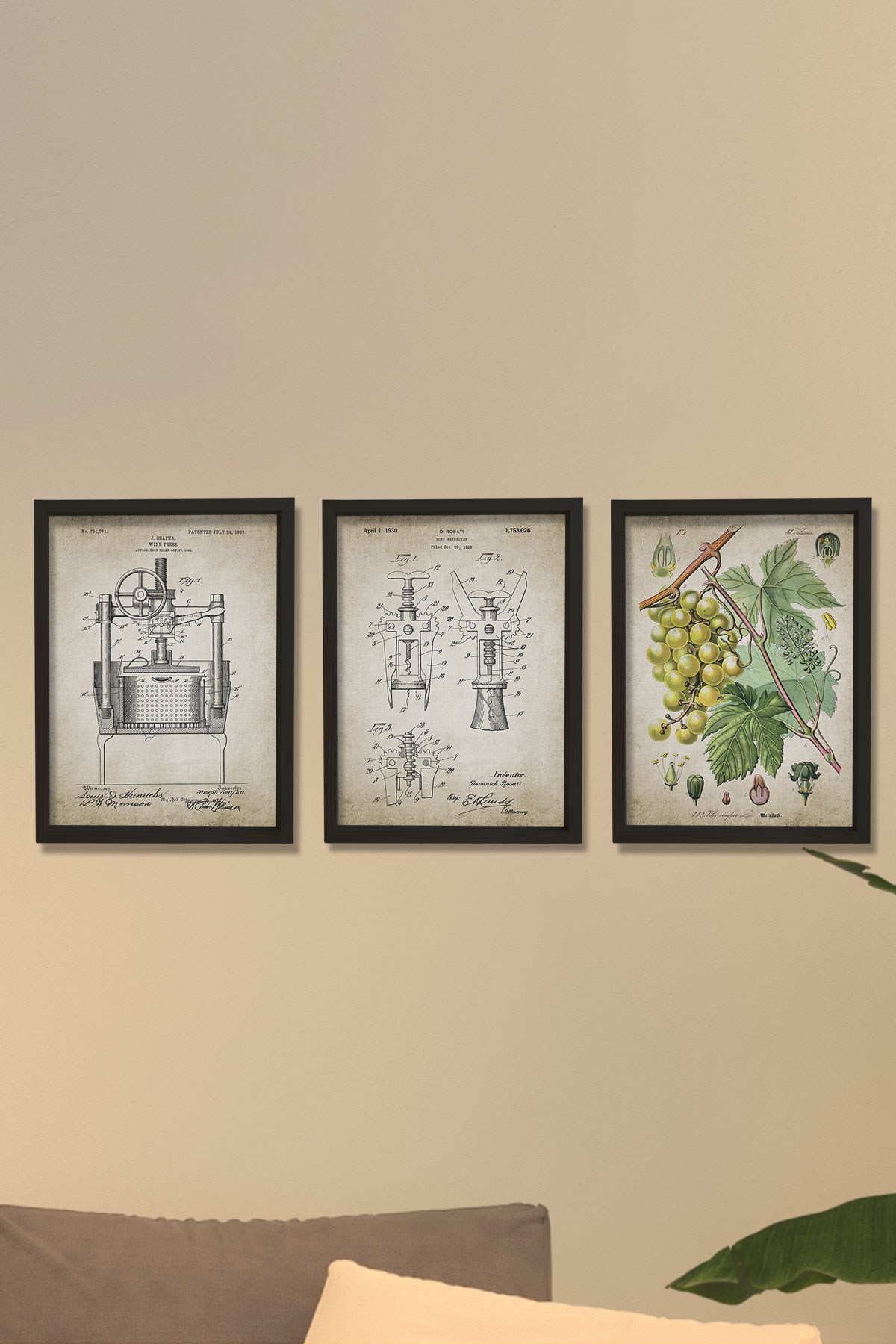 Doğal Çam Çerçeveli Duvar Tablosu Antik Şarap Sanatı