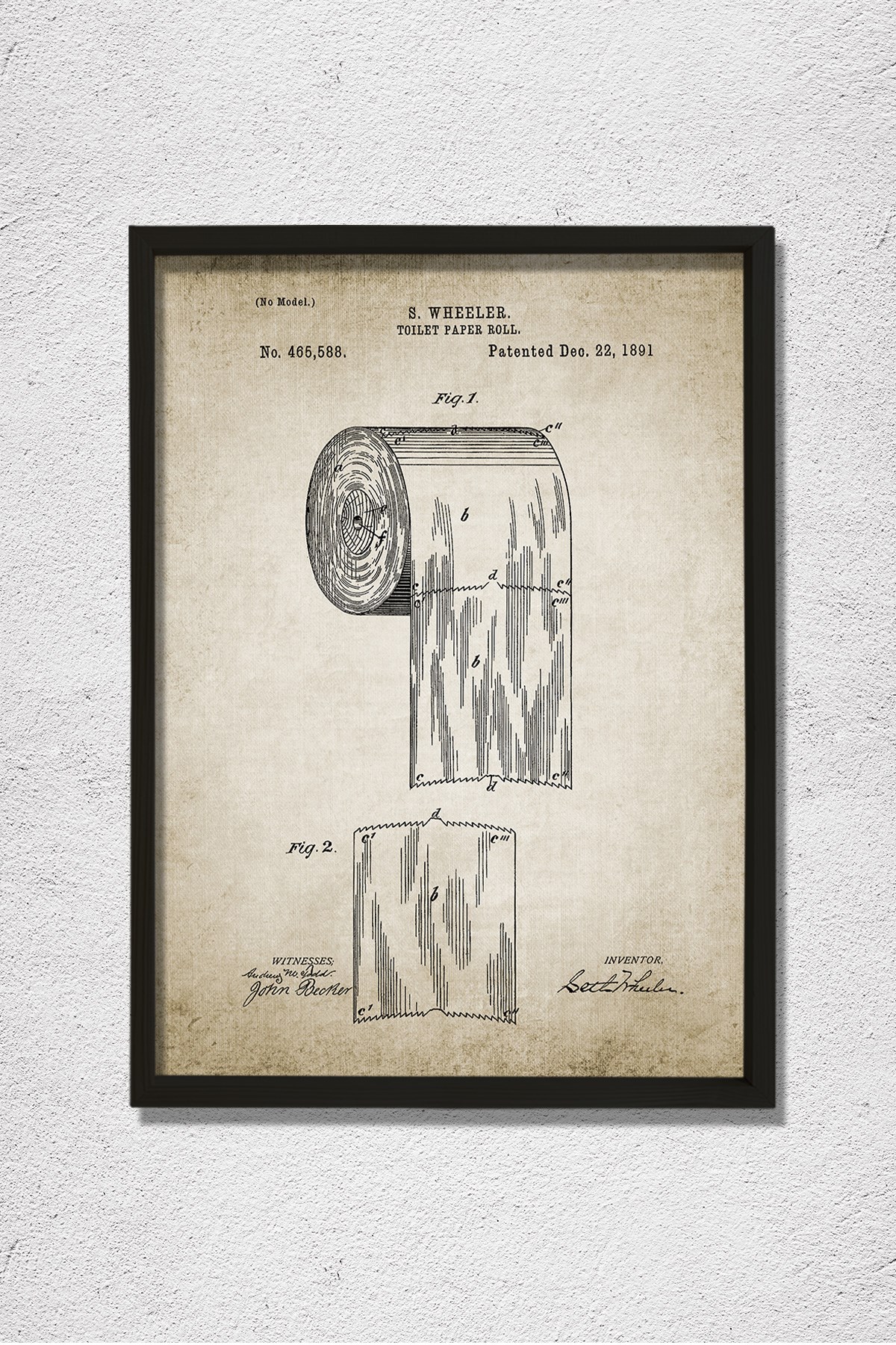 Doğal Çam Çerçeveli Duvar Tablosu Tuvalet Kağıdı Rulo Patent 1891