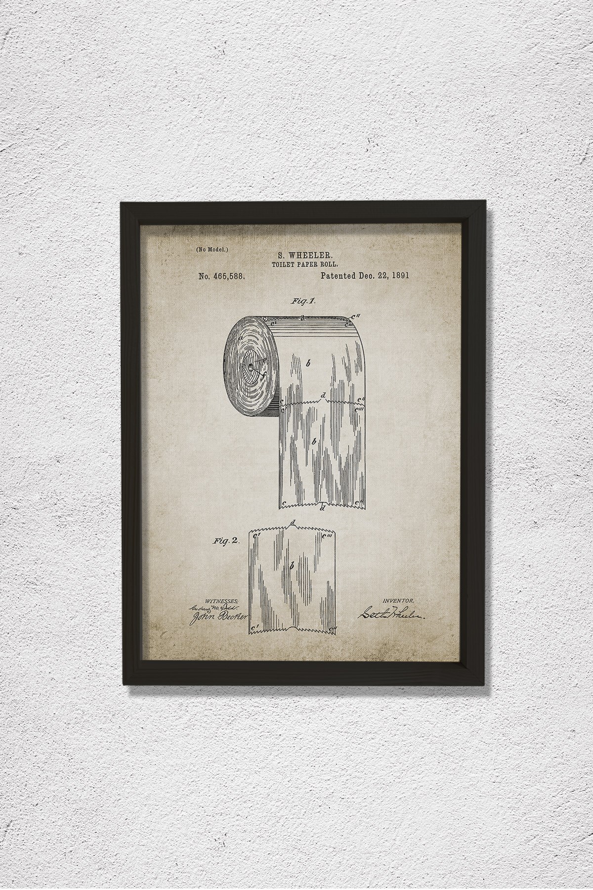 Doğal Çam Çerçeveli Duvar Tablosu Tuvalet Kağıdı Rulo Patent 1891
